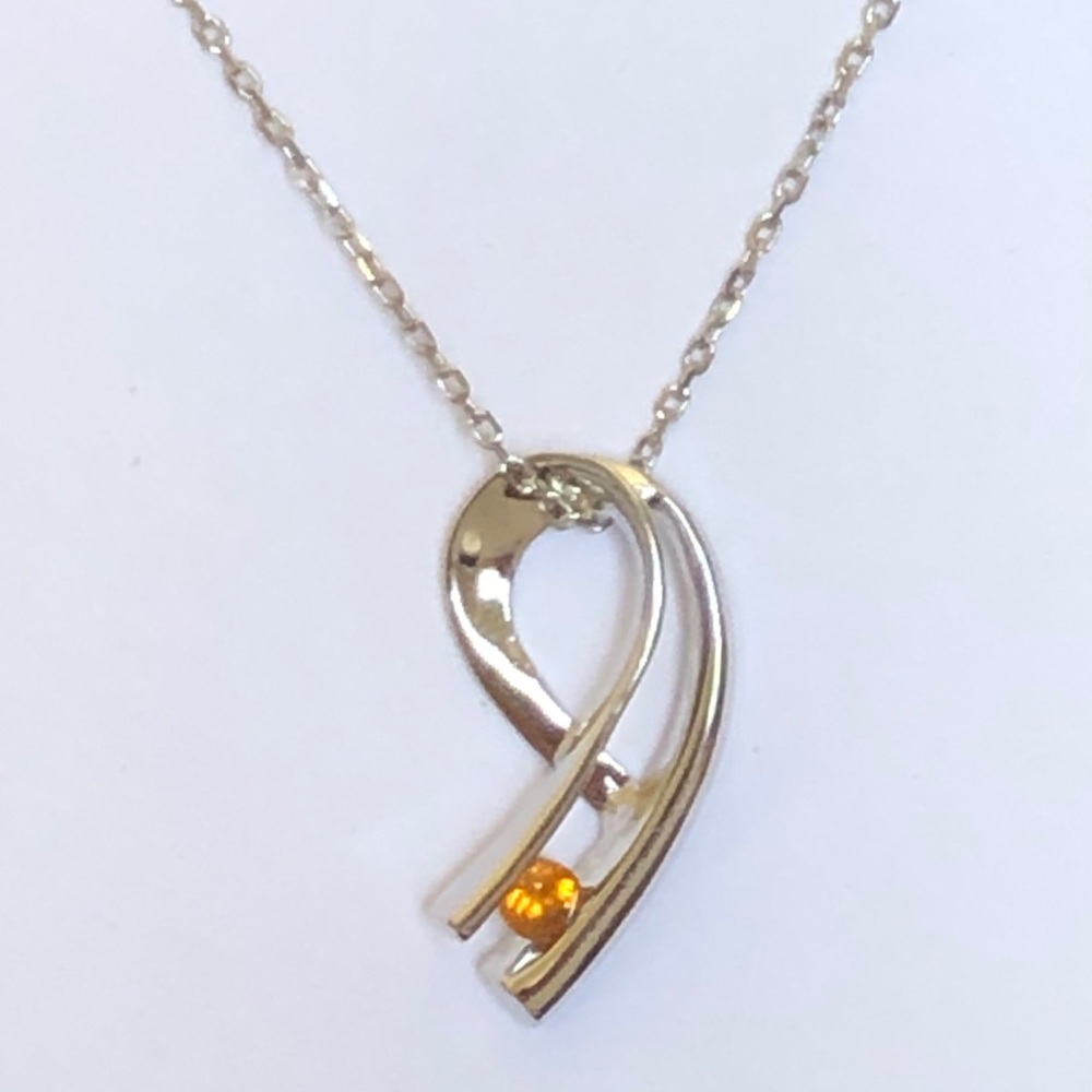 💎Real yellow topaz 925 silver swirl necklace